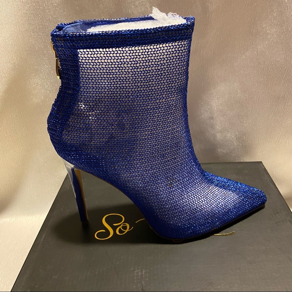 New Womens Mesh Booties Royal Blue Sz 7.5